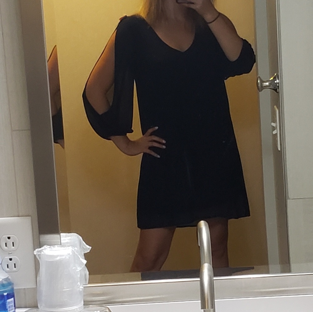 LULU'S Navy Sheath Long Sleeve Dress